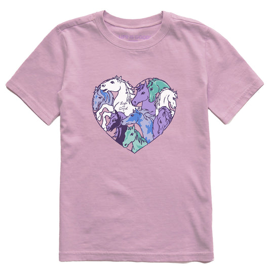 Kids Horses Heart Short Sleeve Crusher Tee