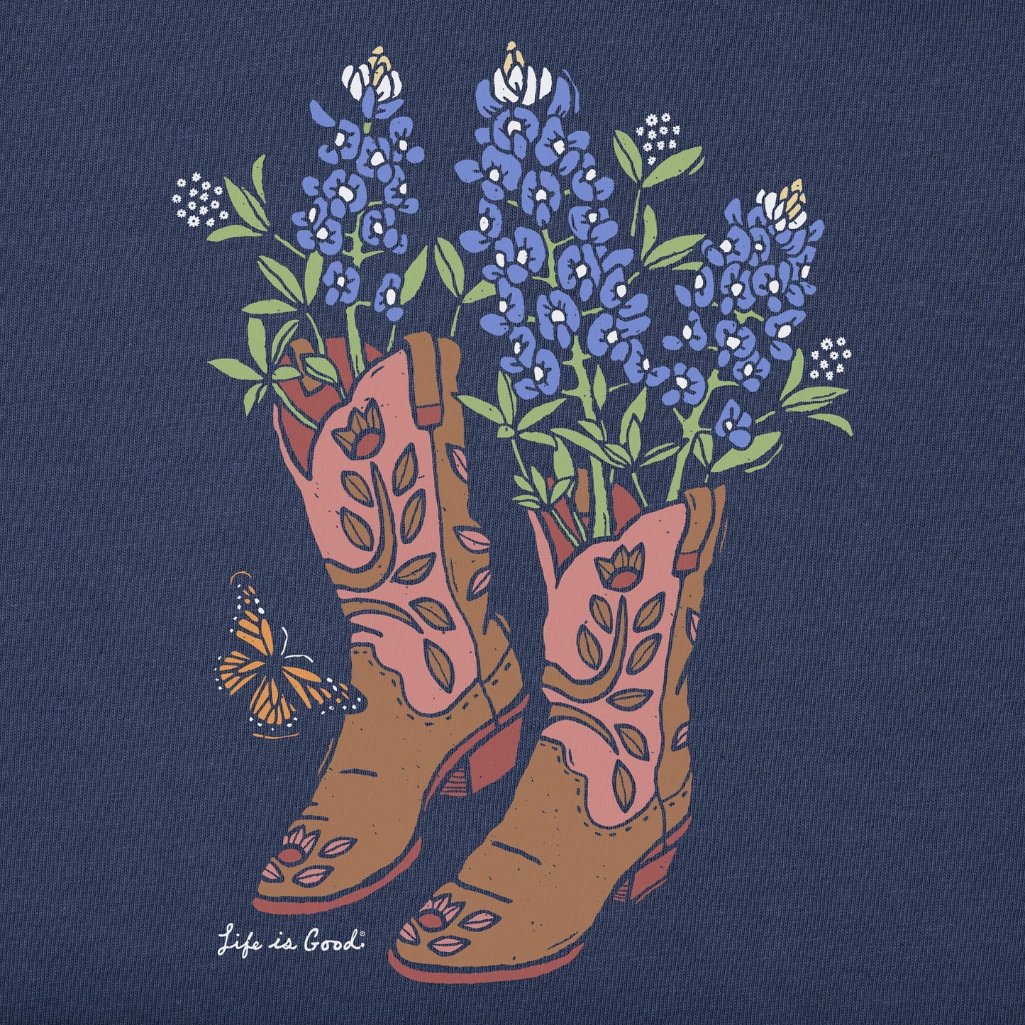 Women's Boots and Blue Bonnets Short Sleeve Crusher Boxy Tee
