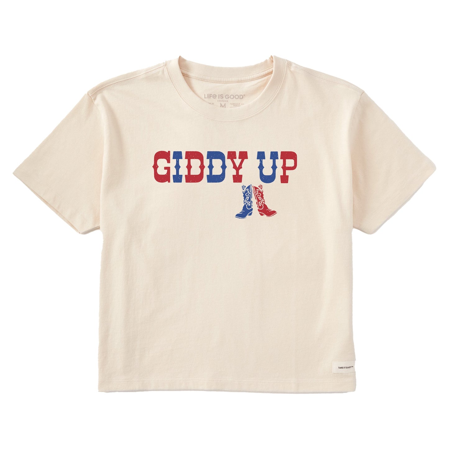 Women's Woodcut Giddy up Boots Short Sleeve Crusher Boxy Tee