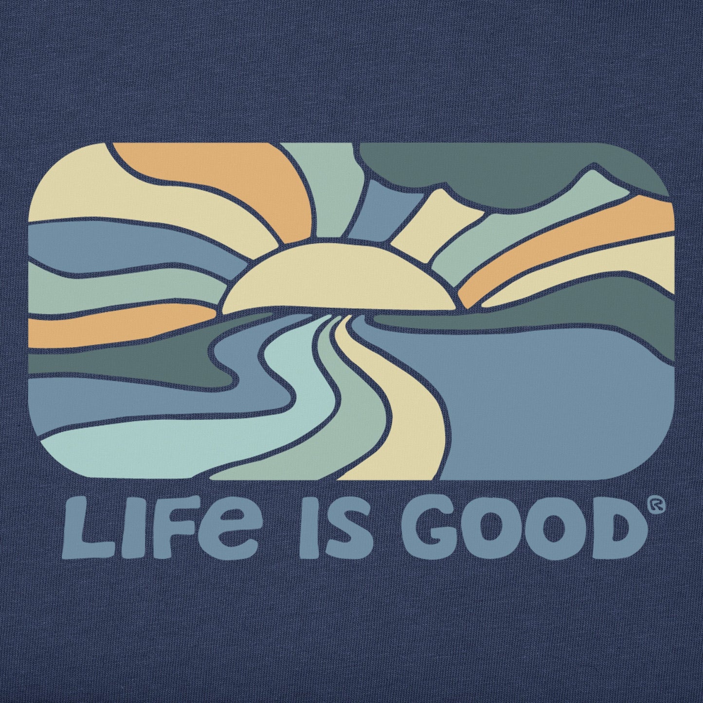 Women's Retro Sunset Scene Short Sleeve Vee