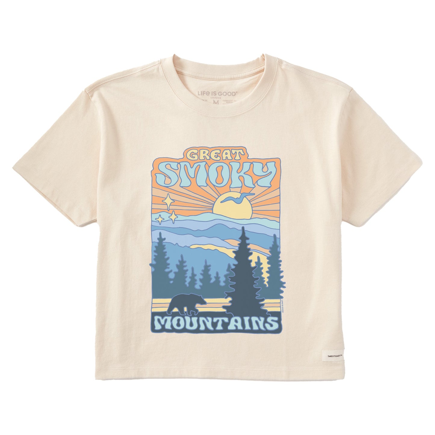 Women's Great Smoky Mountains Poster Short Sleeve Crusher Boxy Tee