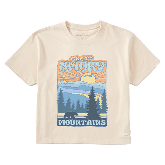 Women's Great Smoky Mountains Poster Short Sleeve Crusher Boxy Tee