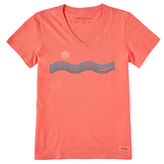Women's Waves & Sun Short Sleeve Crusher Vee