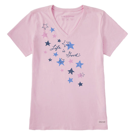 Women's Shooting Stars Off-Placement Short Sleeve Crusher Vee