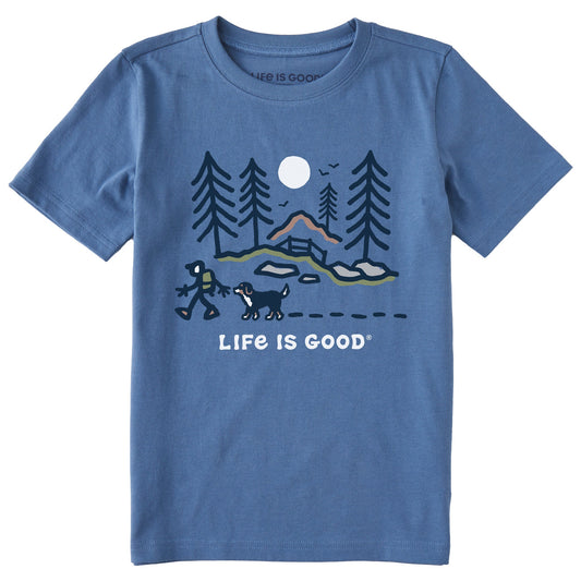 Kids Bernese Hiking Through the Woods Short Sleeve Crusher Tee