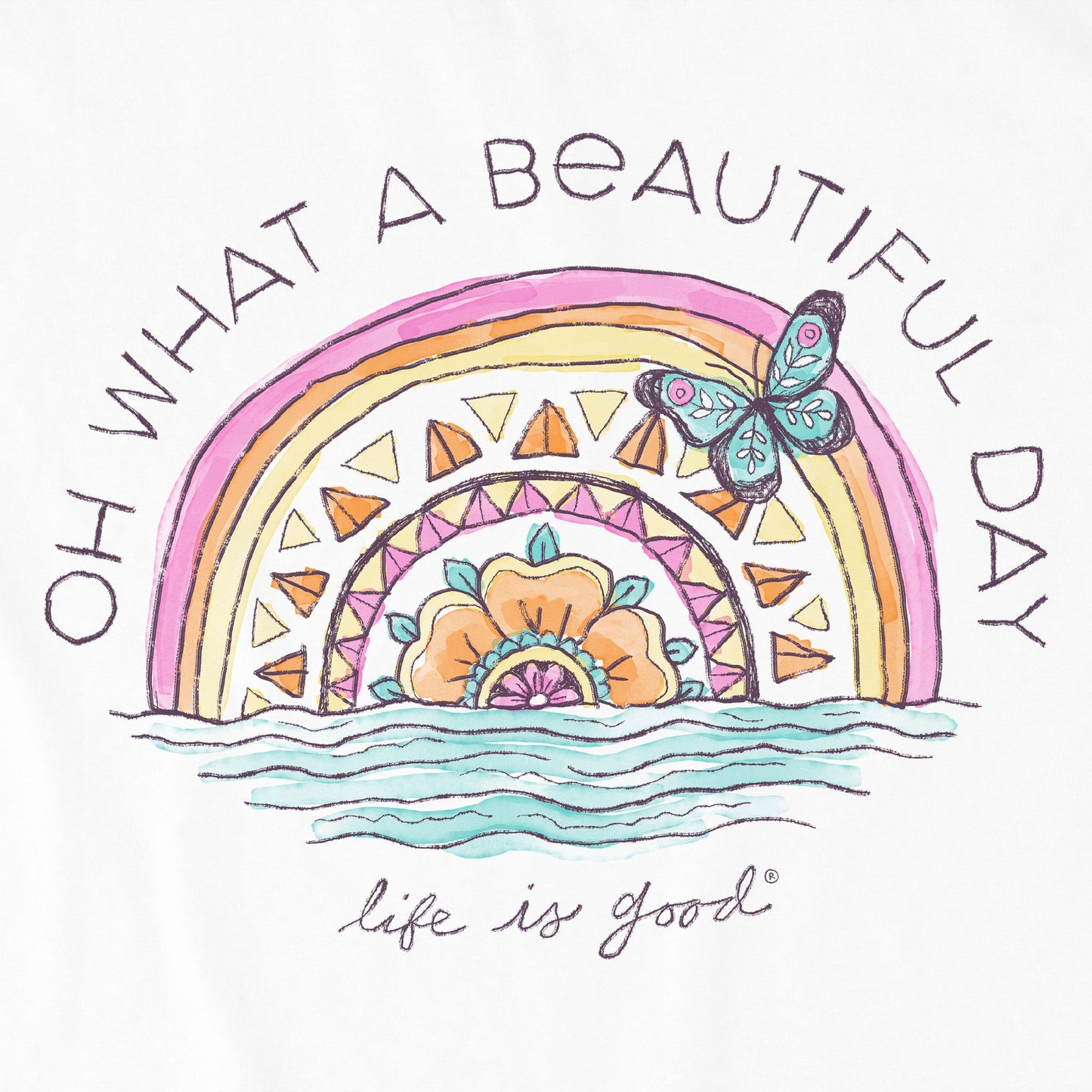 Women's Beautiful Day Butterfly Rainbow Short Sleeve Vee