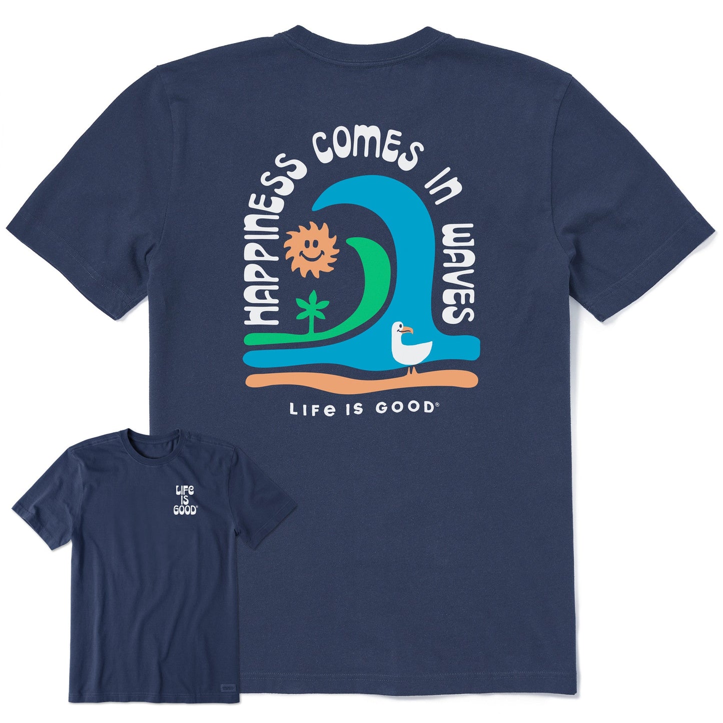 Men's Happiness Comes in Waves Short Sleeve Tee