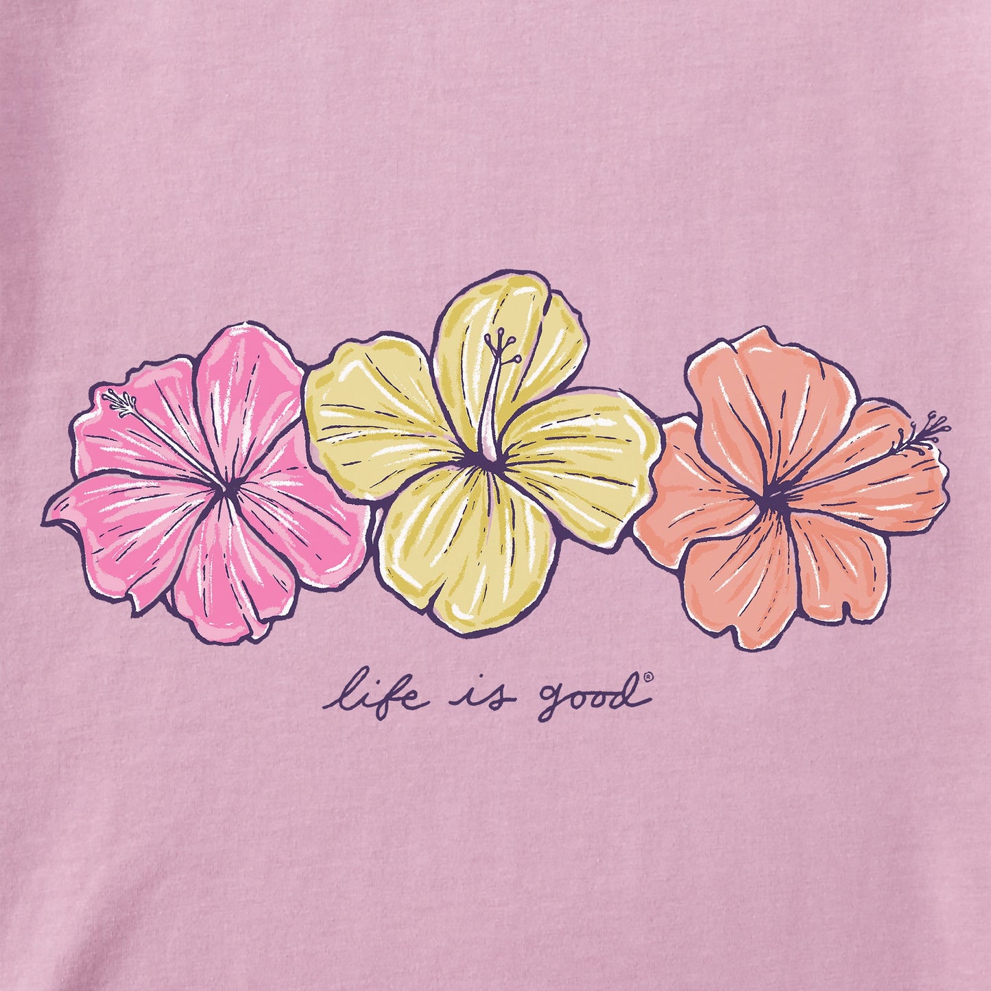 Women's 3 Hibiscuses Short Sleeve Crusher Boxy Tee