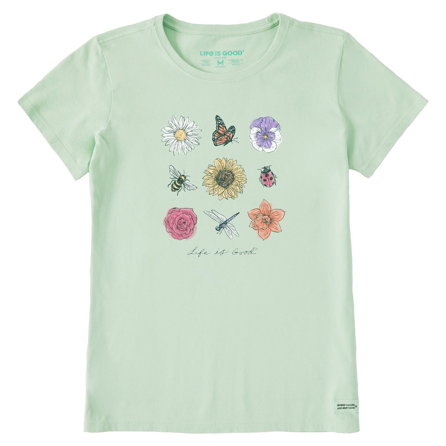 Women's Bugs and Flowers Grid Short Sleeve Crusher Tee