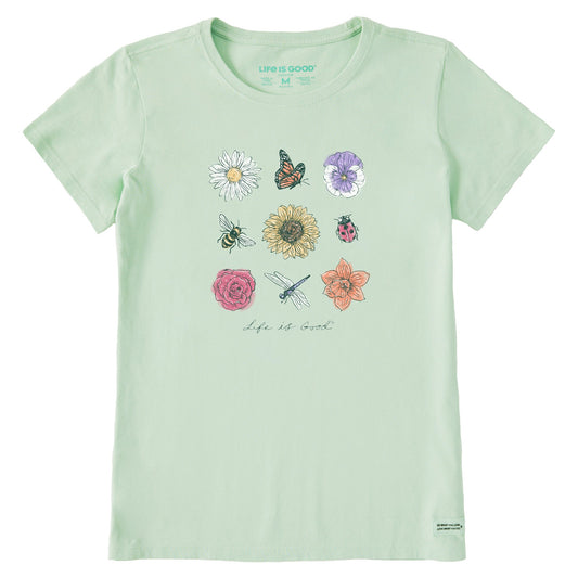 Women's Bugs and Flowers Grid Short Sleeve Crusher Tee