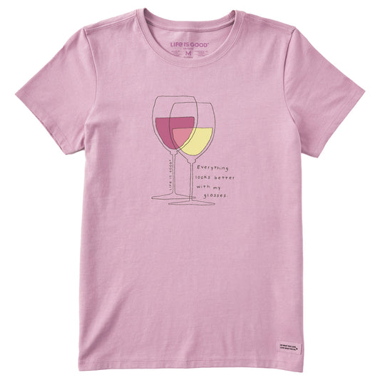 Women's Wine Looks Better with Glasses Short Sleeve Tee