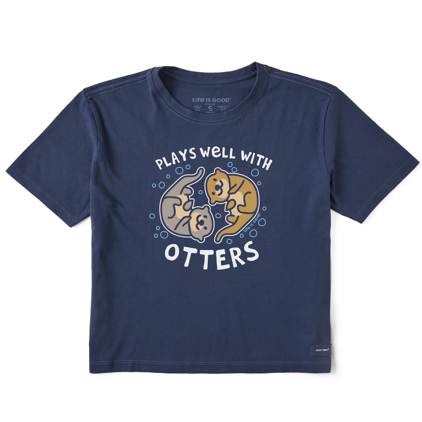 Women's Plays Well With Otters Short Sleeve Crusher Boxy Tee