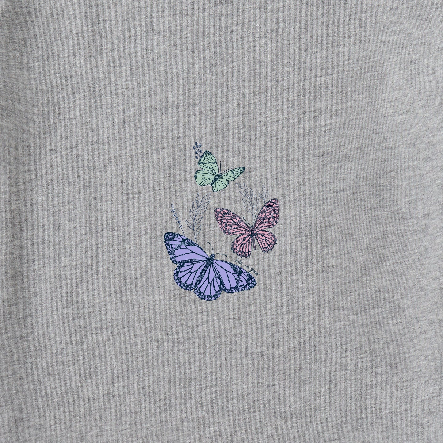Women's Wildflower and Butterflies Short Sleeve Crusher Vee