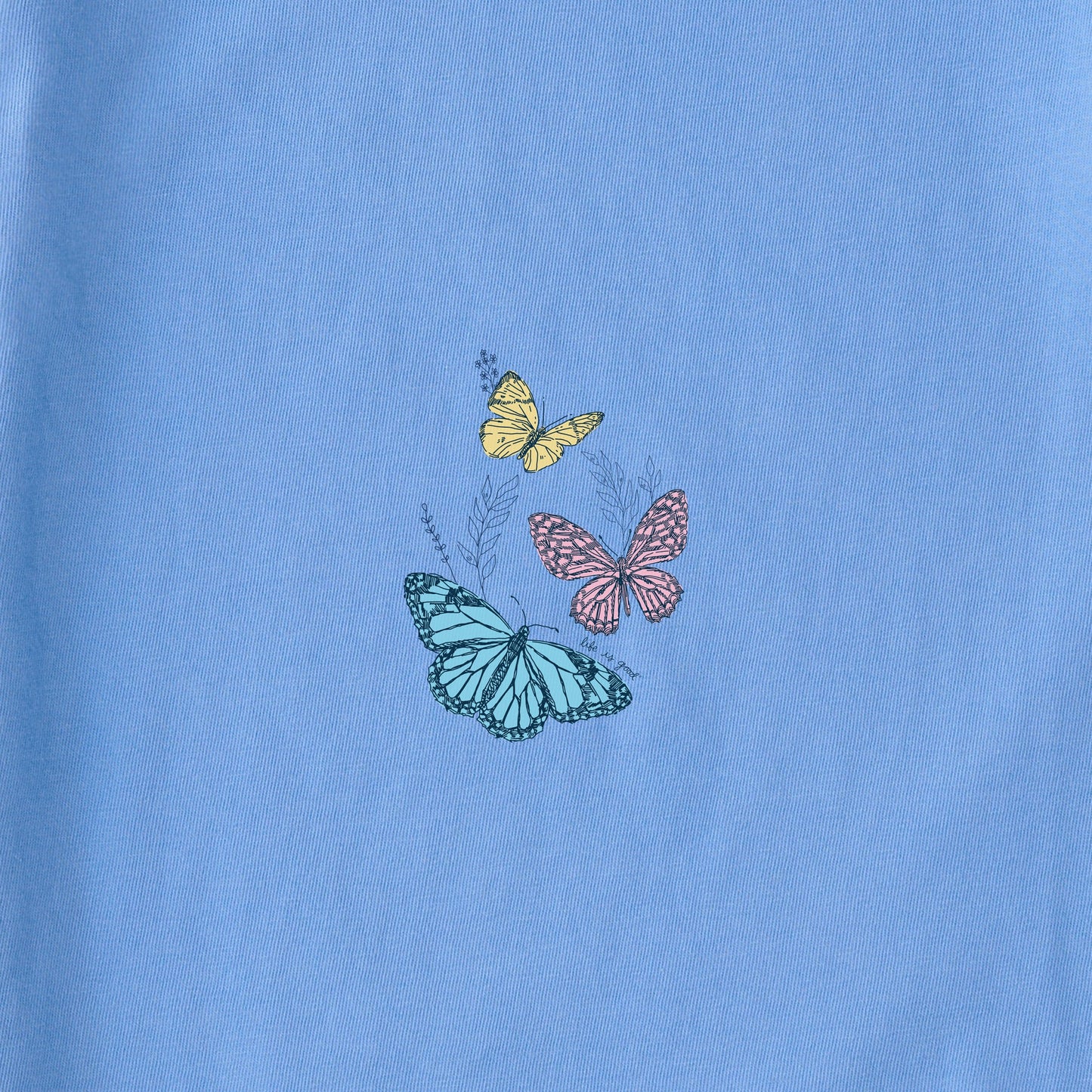 Women's Wildflower and Butterflies Short Sleeve Crusher Vee
