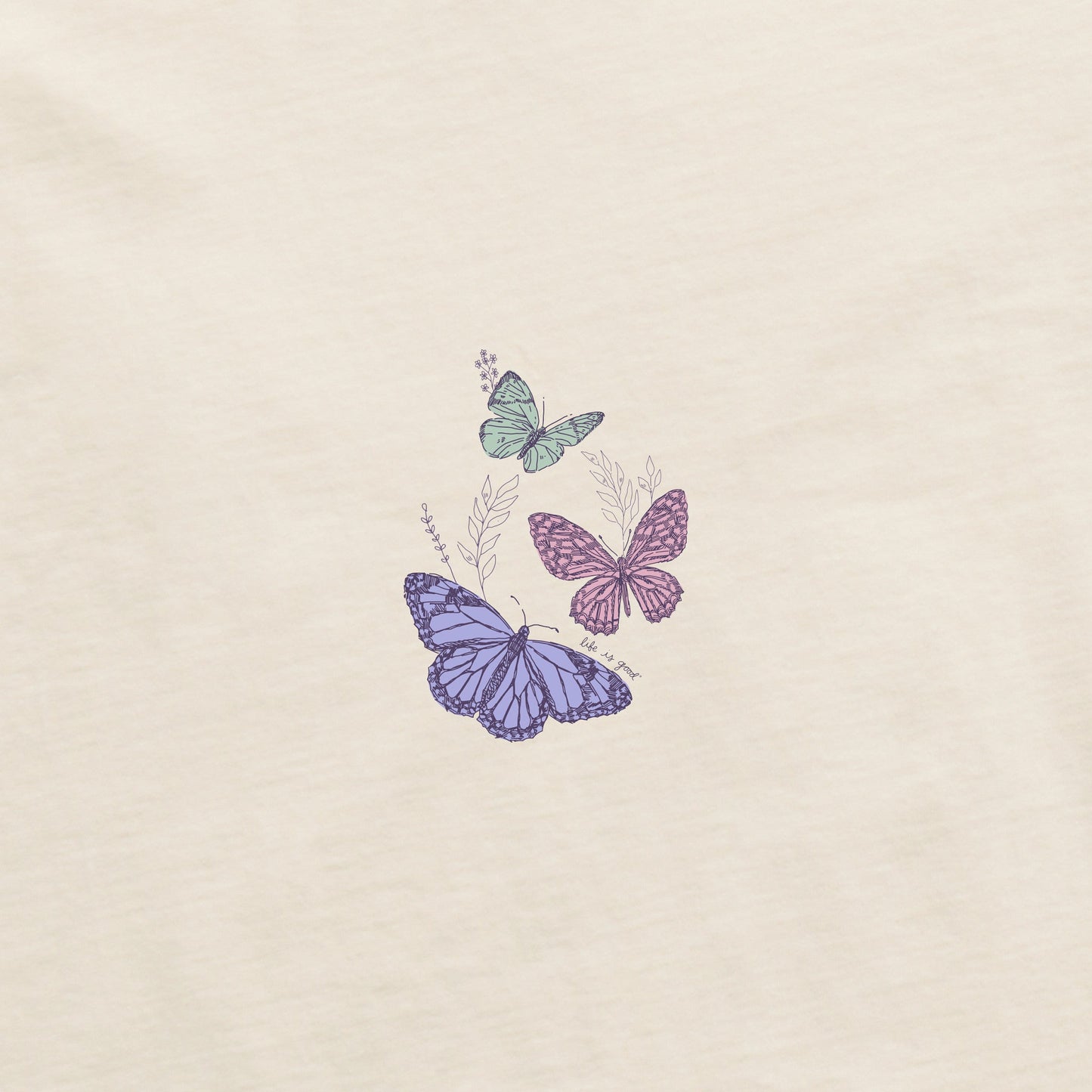 Women's Wildflower and Butterflies Short Sleeve Crusher Vee