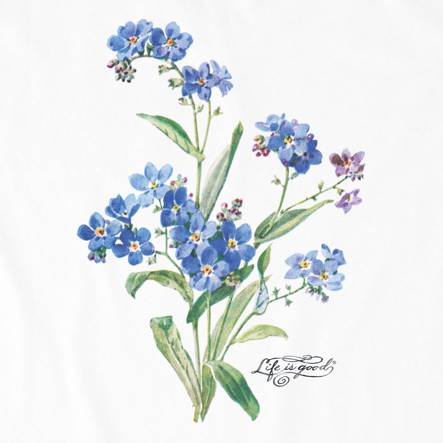 Women's Antique Blue Flowers Short Sleeve Crusher Tee