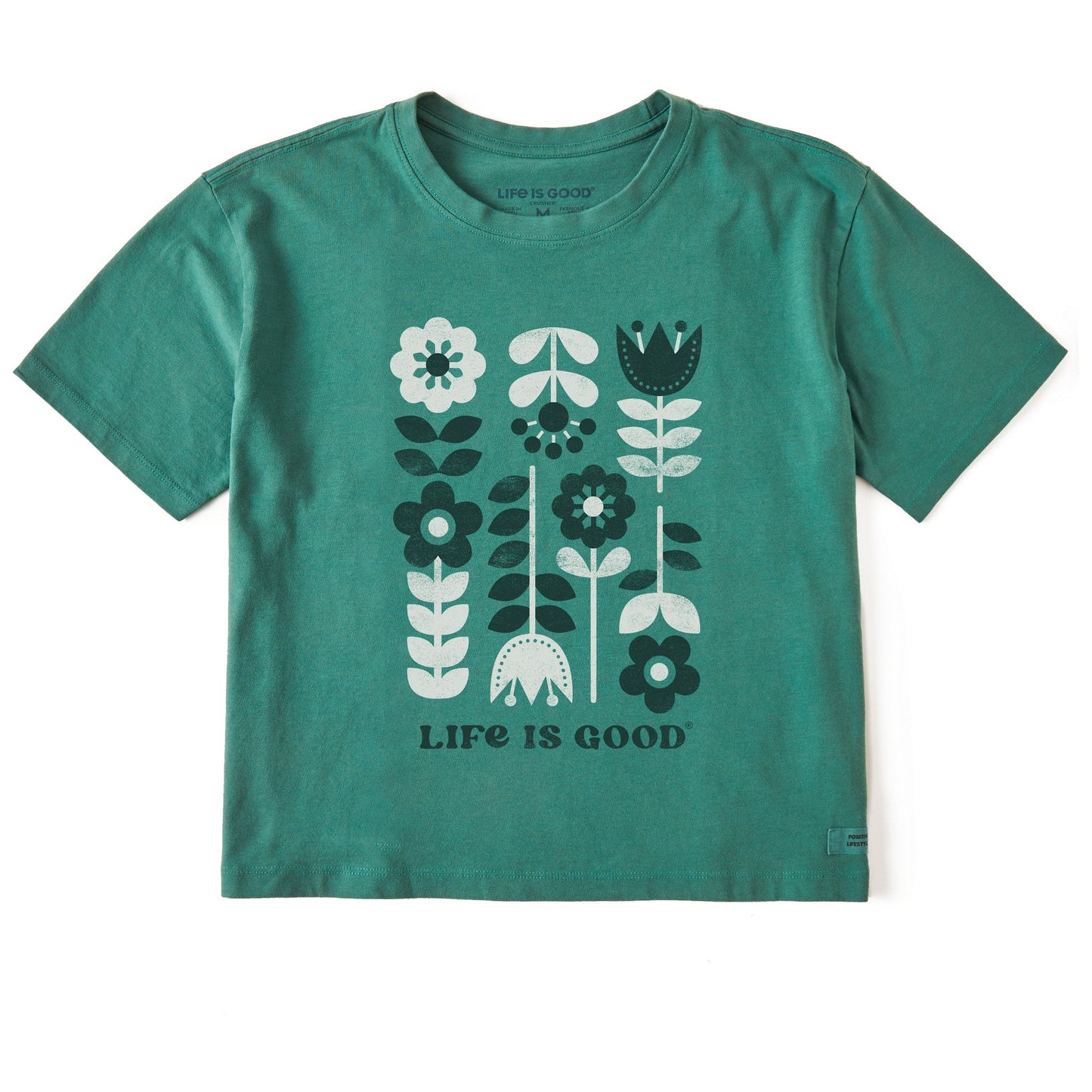 Women's Flag Flowers Short Sleeve Crusher Boxy Tee