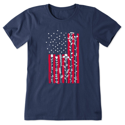 Women's Flower Tall Flag Short Sleeve Tee