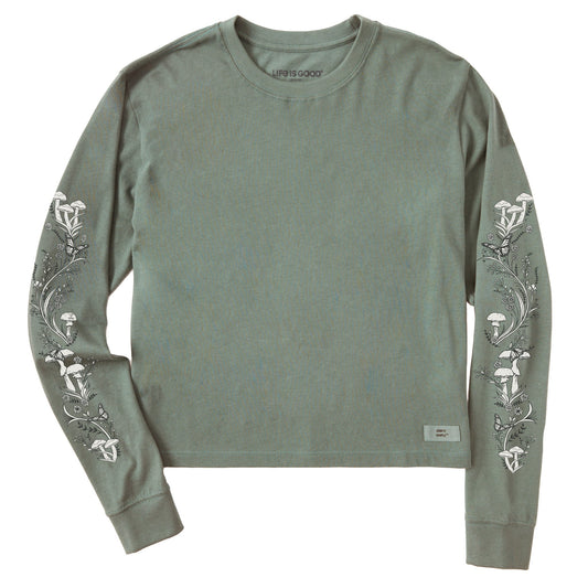 Women's Mushroom Garden Long Sleeve Crusher Boxy Tee