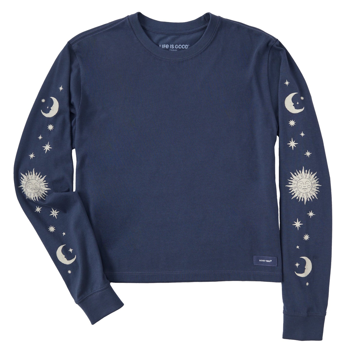 Women's Celestial Sun & Moons Long Sleeve Crusher Boxy Tee