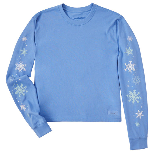 Women's Falling Snowflakes Long Sleeve Crusher Boxy Tee