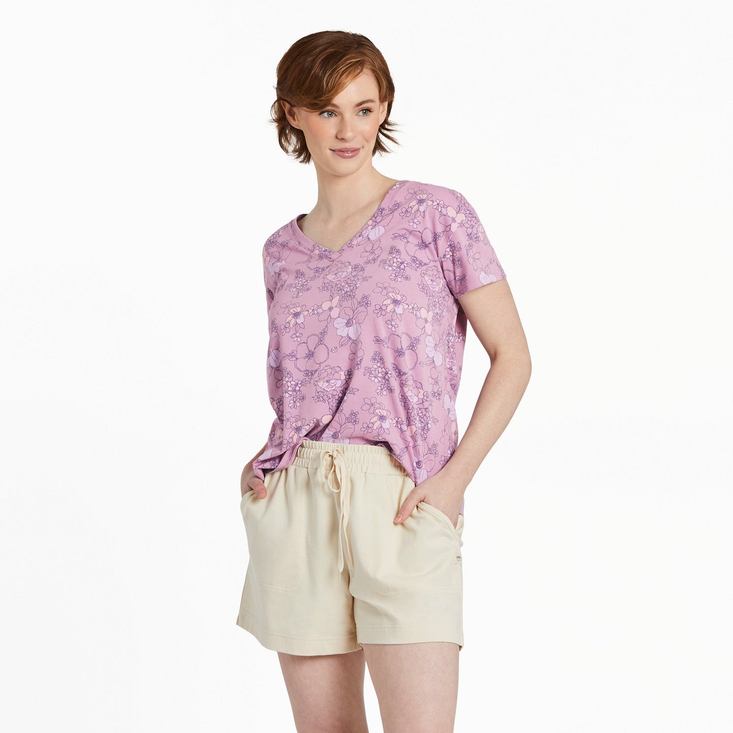 Women's Floral Garden Pattern Crusher-LITE Easy Vee