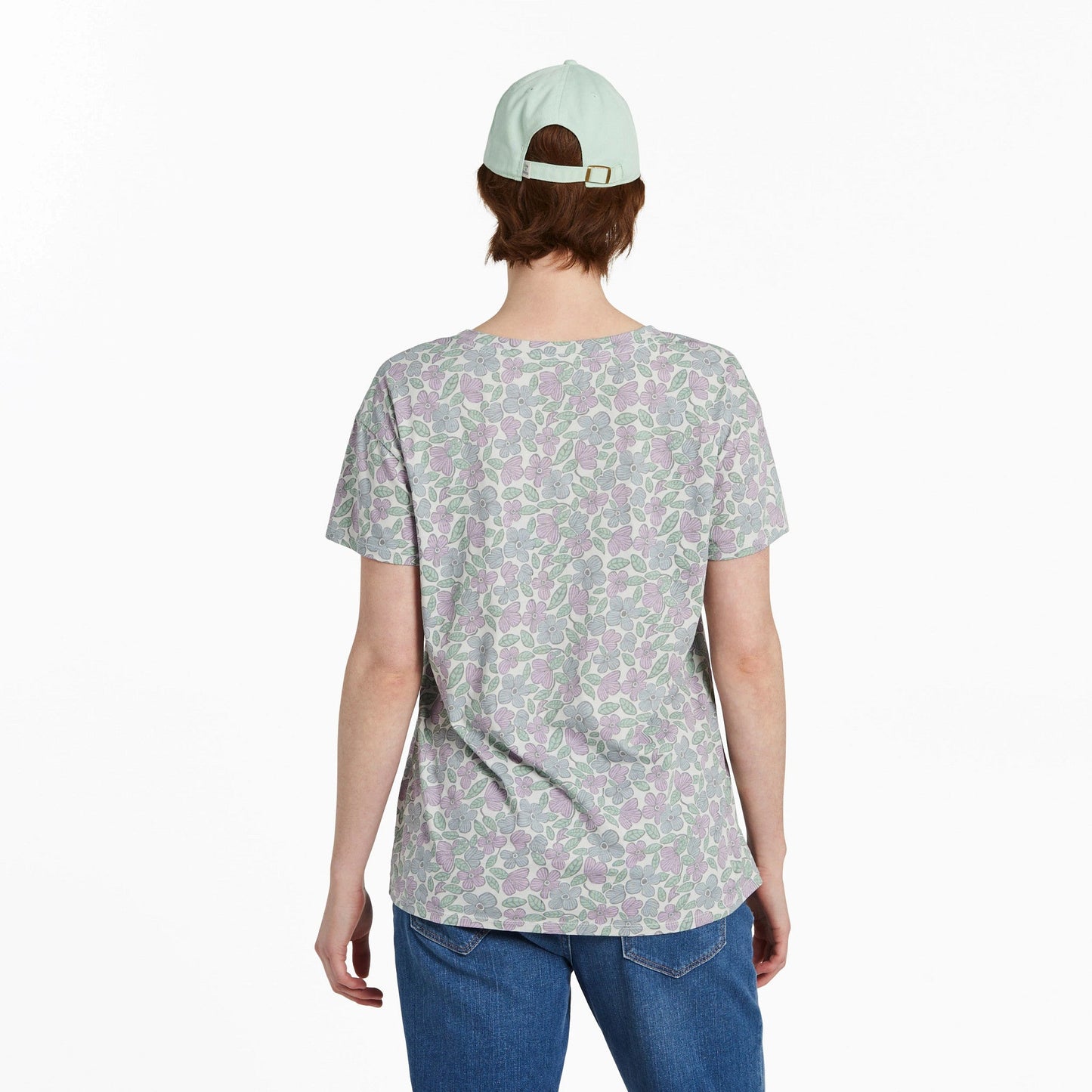 Women's Woodblock Floral Pattern Crusher-LITE Easy Vee