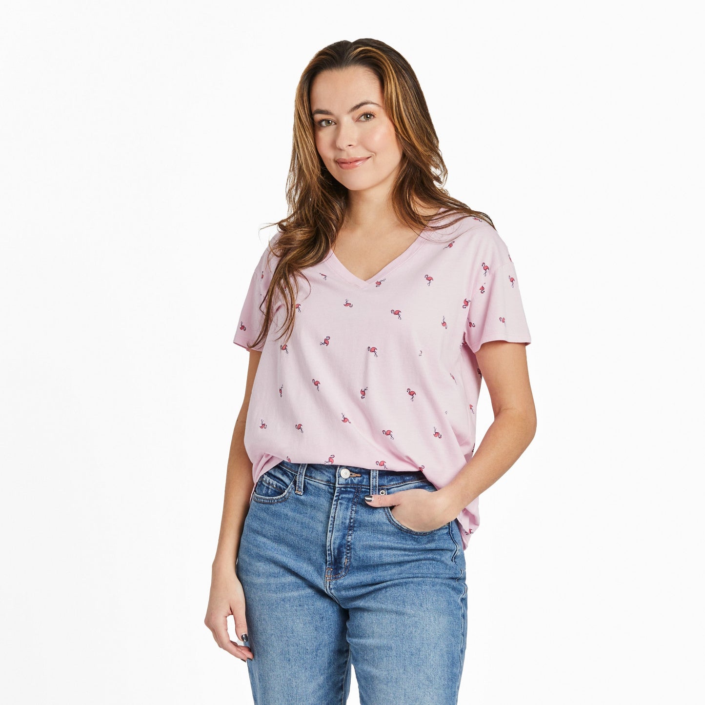 Women's Flamingo Pattern Crusher-LITE Easy Vee