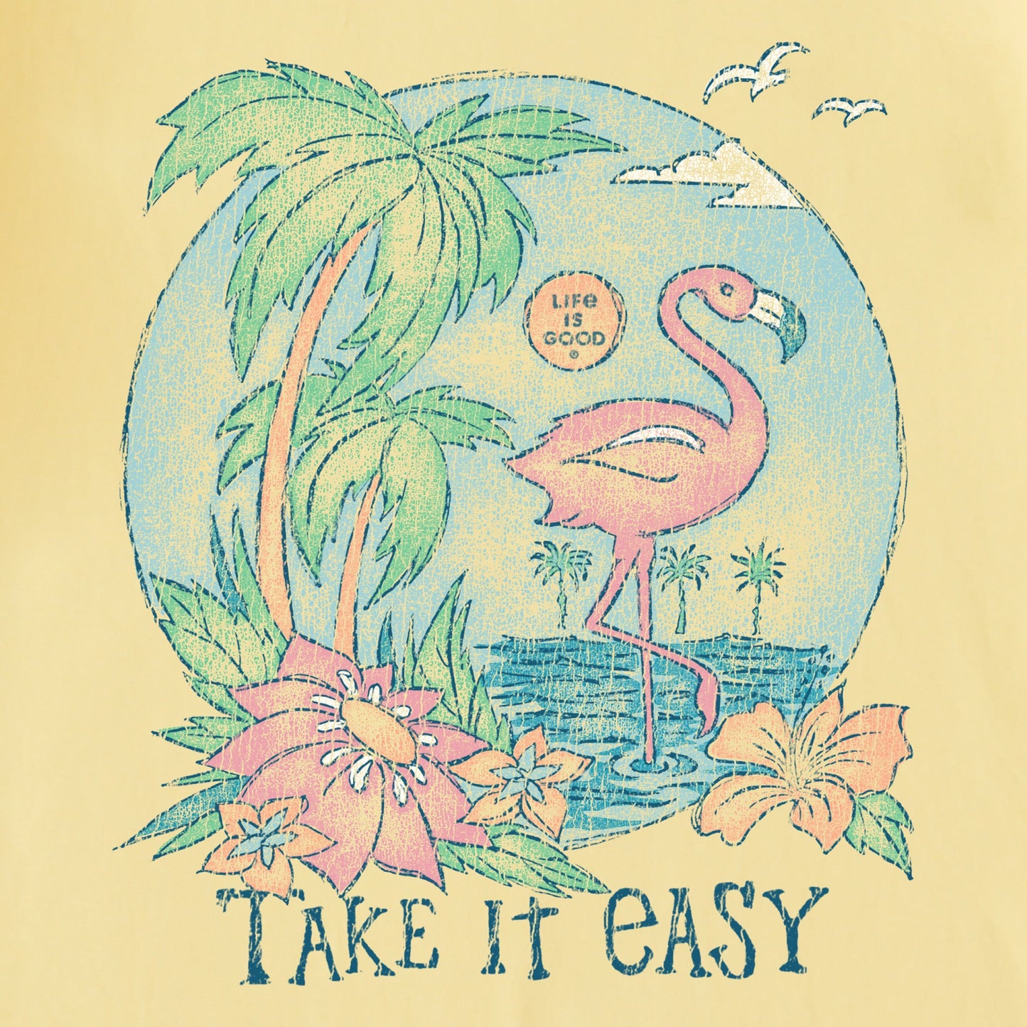 Women's Take it Easy Flamingo Short Sleeve Crusher Tee