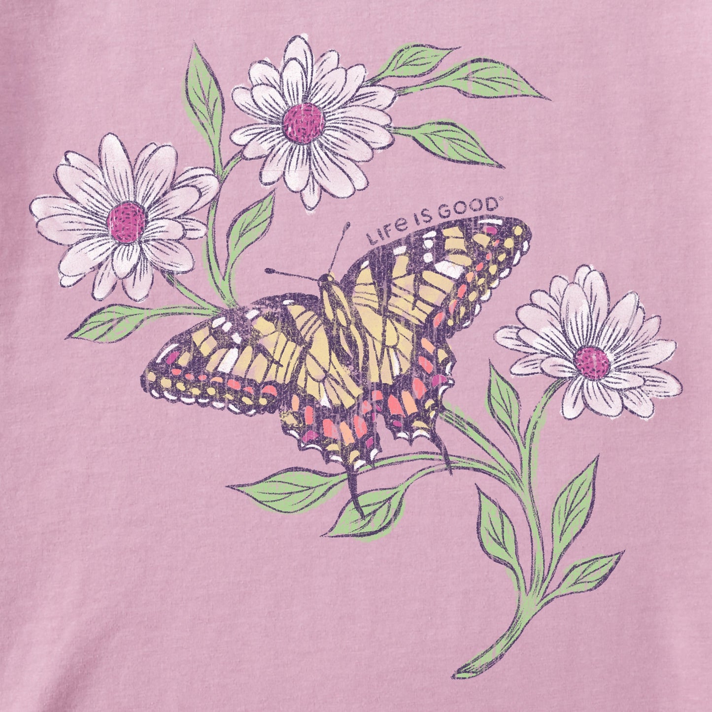 Women's Tiger Butterfly & Daisies Short Sleeve Tee