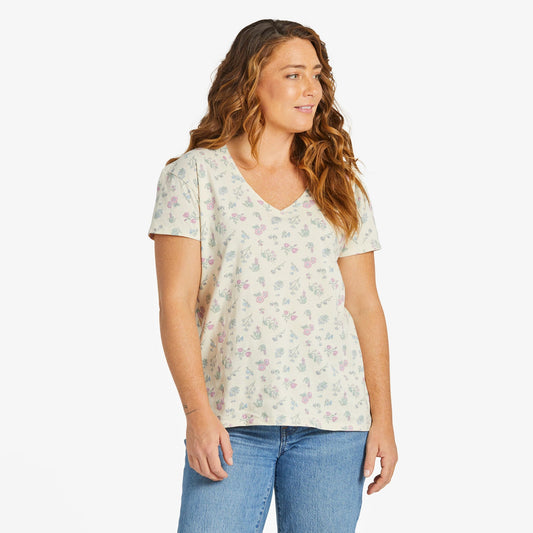 Women's Botanical Wildflower Pattern Crusher-LITE Easy Vee