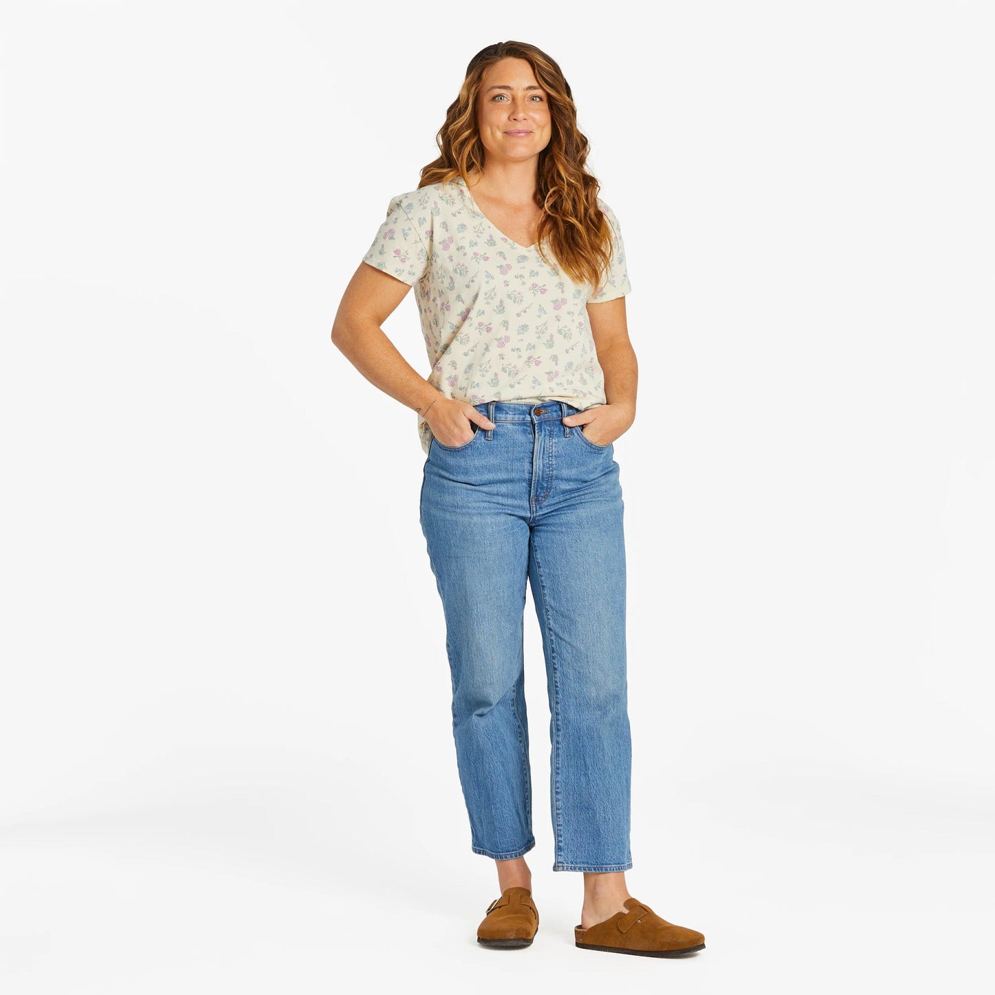 Women's Botanical Wildflower Pattern Crusher-LITE Easy Vee