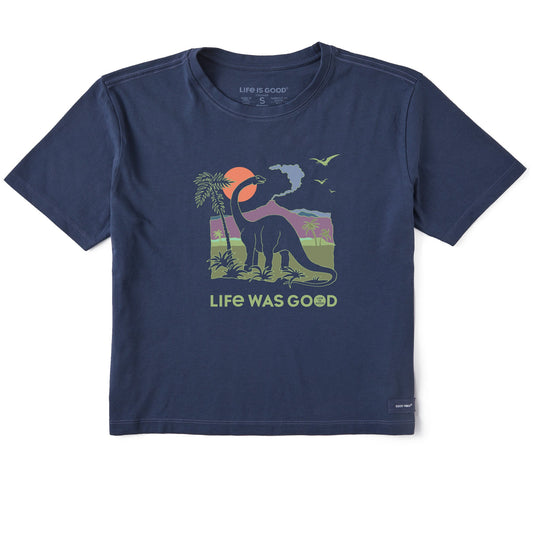 Women's Dinosaur Life was Good Short Sleeve Crusher Boxy Tee