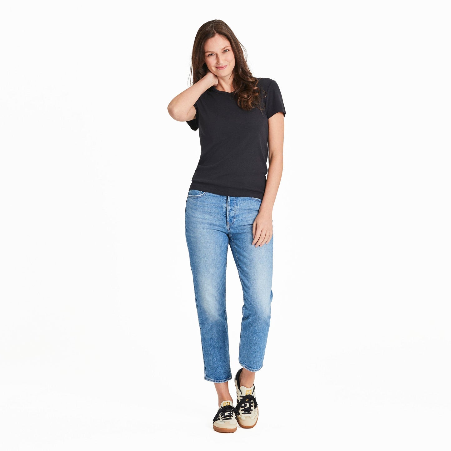 Women's Solid Modal Ribbed Tee