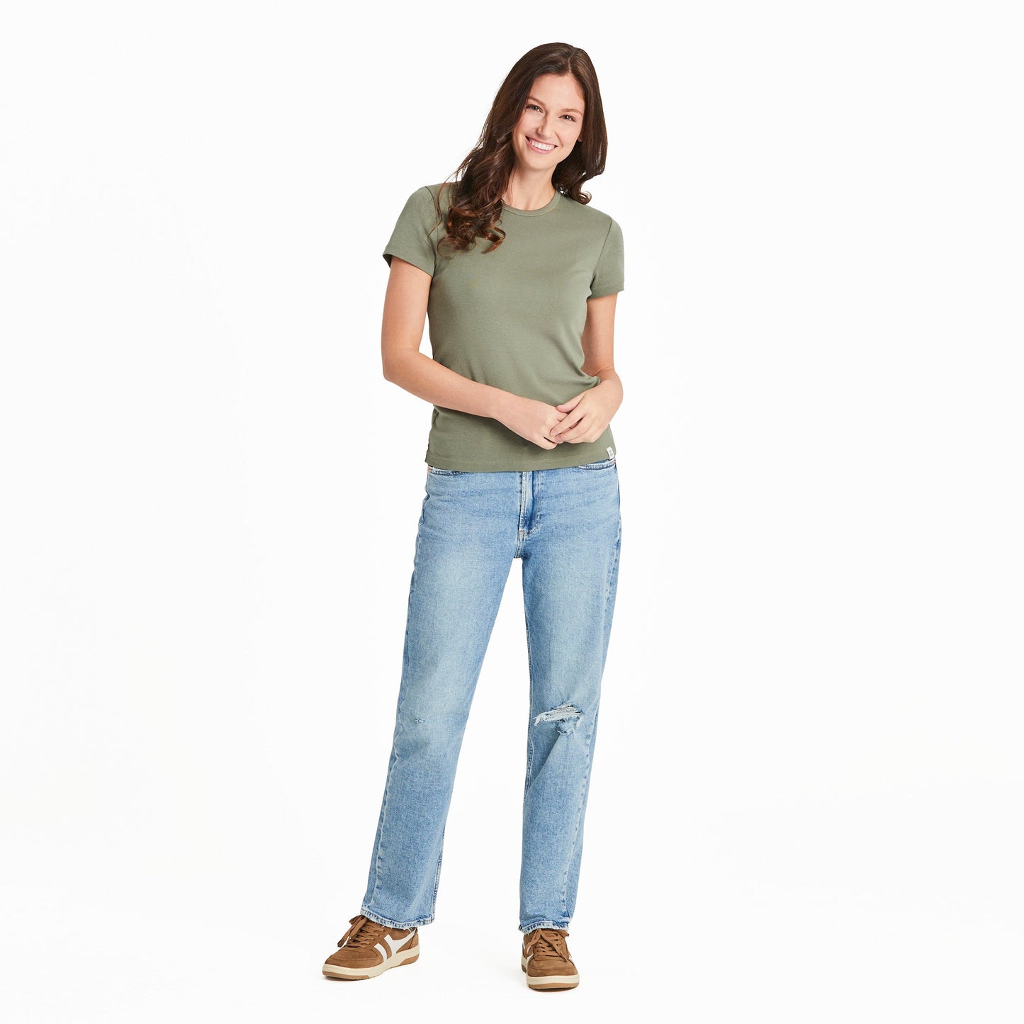 Women's Solid Modal Ribbed Tee
