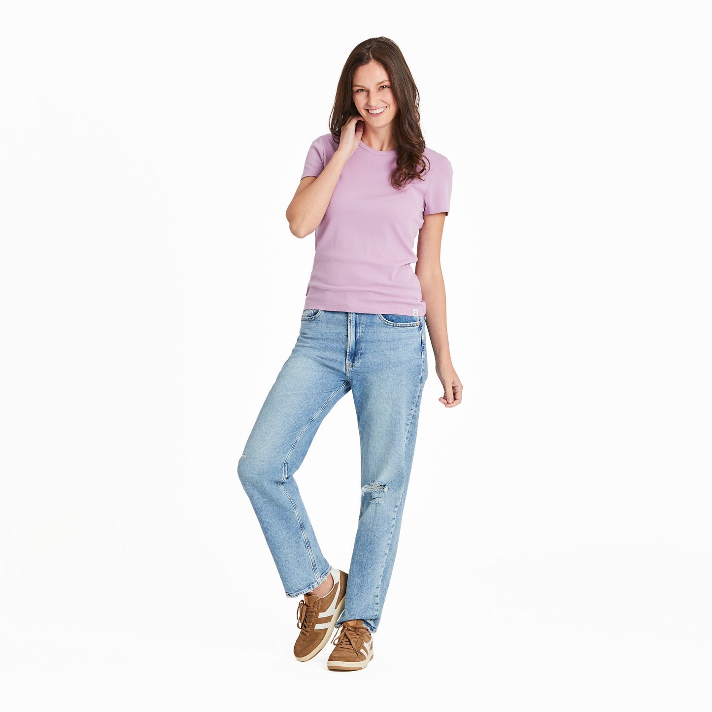 Women's Solid Modal Ribbed Tee