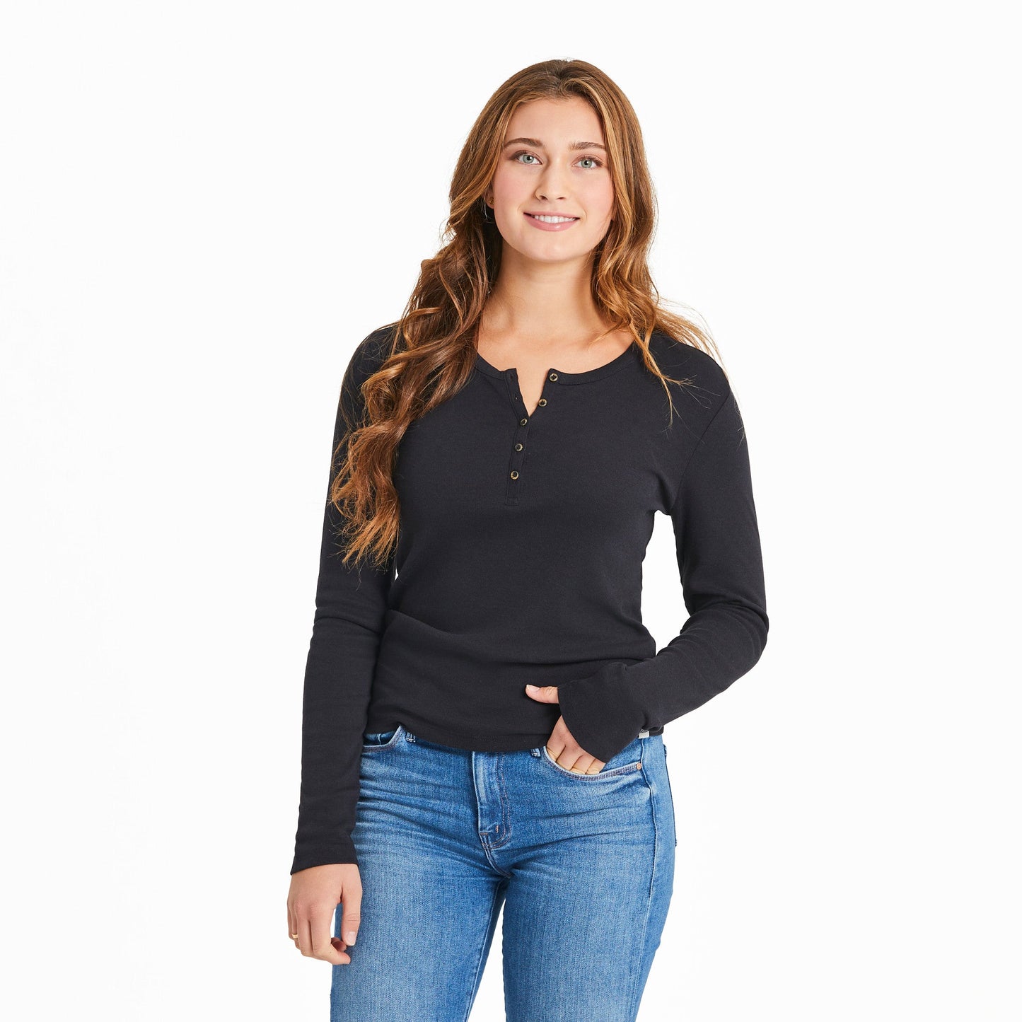 Women's Solid Modal Ribbed Henley
