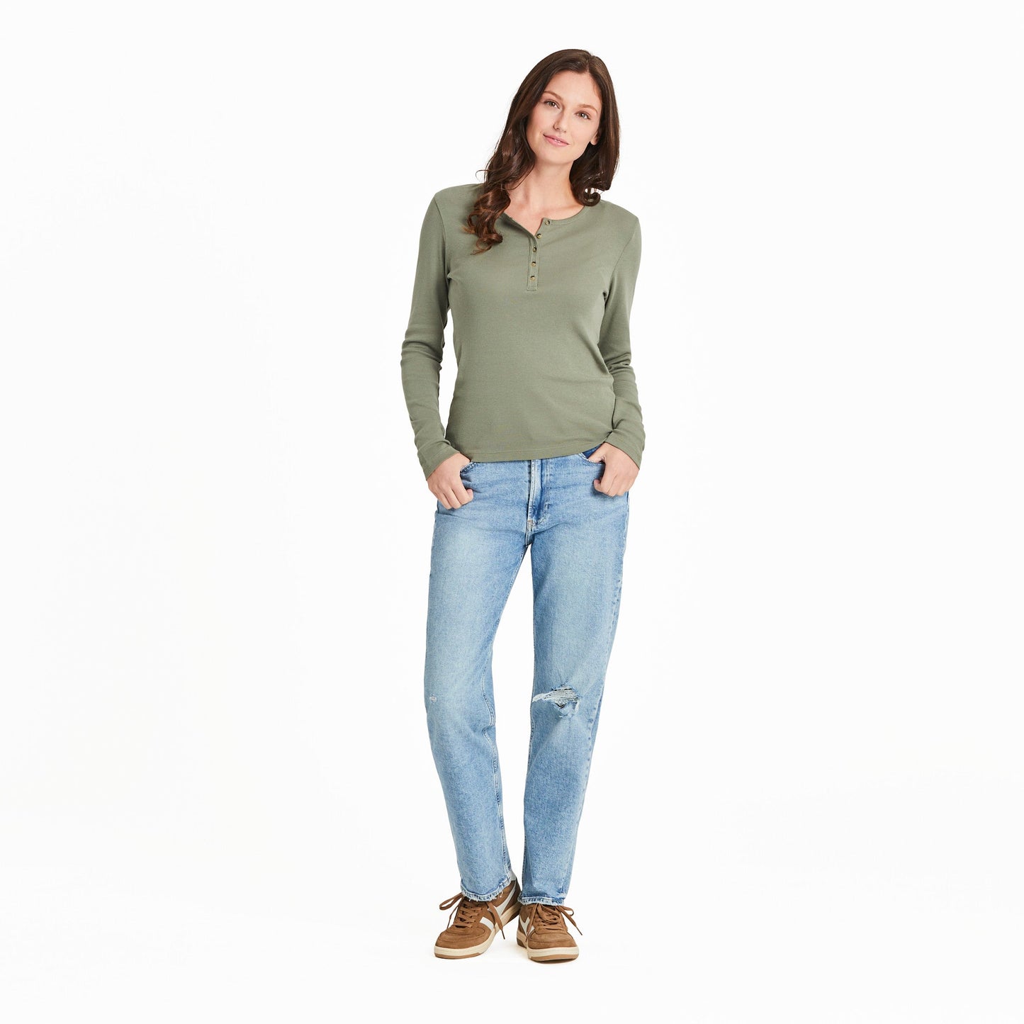 Women's Solid Modal Ribbed Henley
