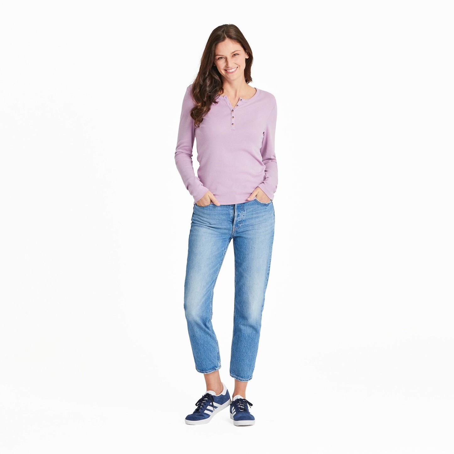 Women's Solid Modal Ribbed Henley