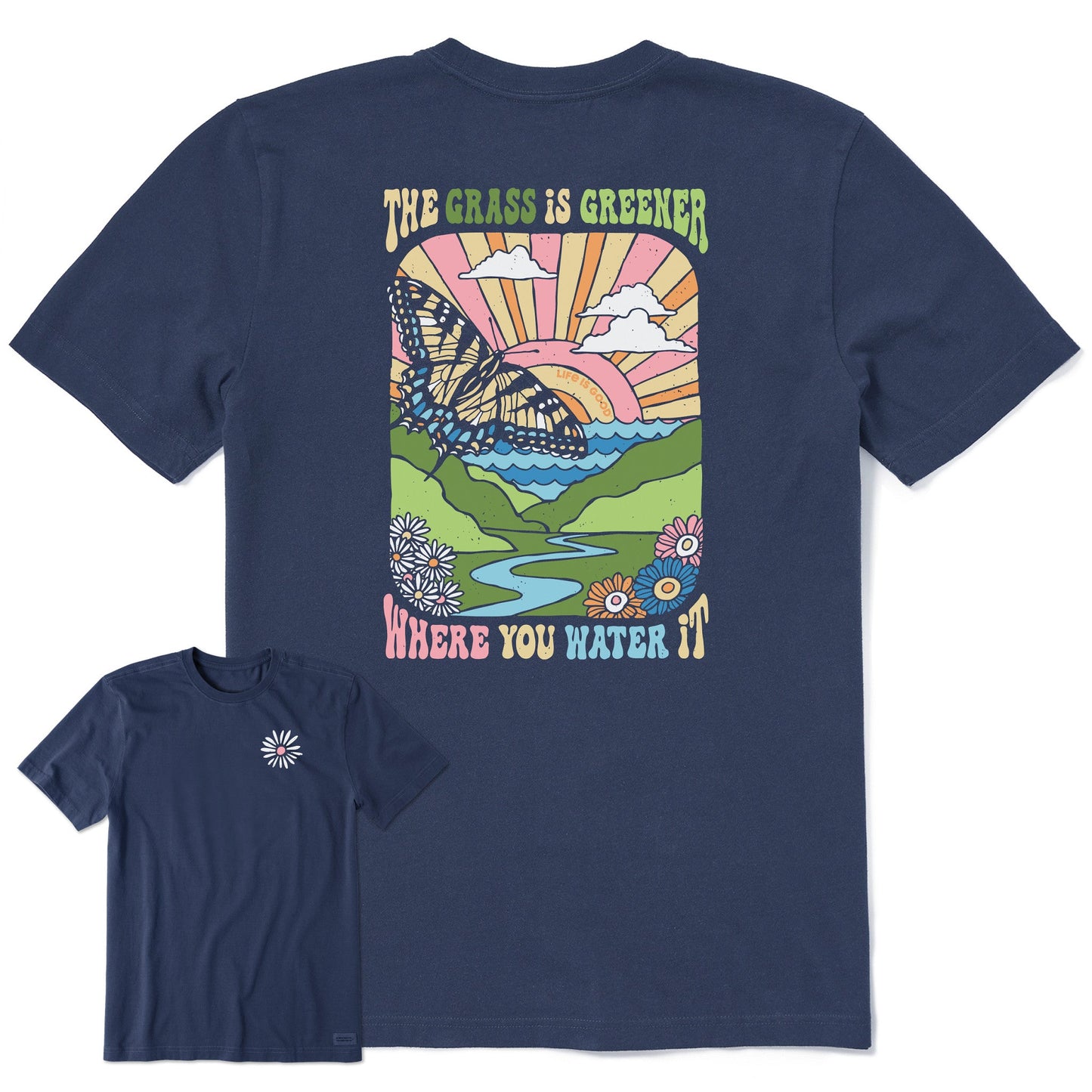 Women's Grass is Greener Butterfly Poster Short Sleeve Tee