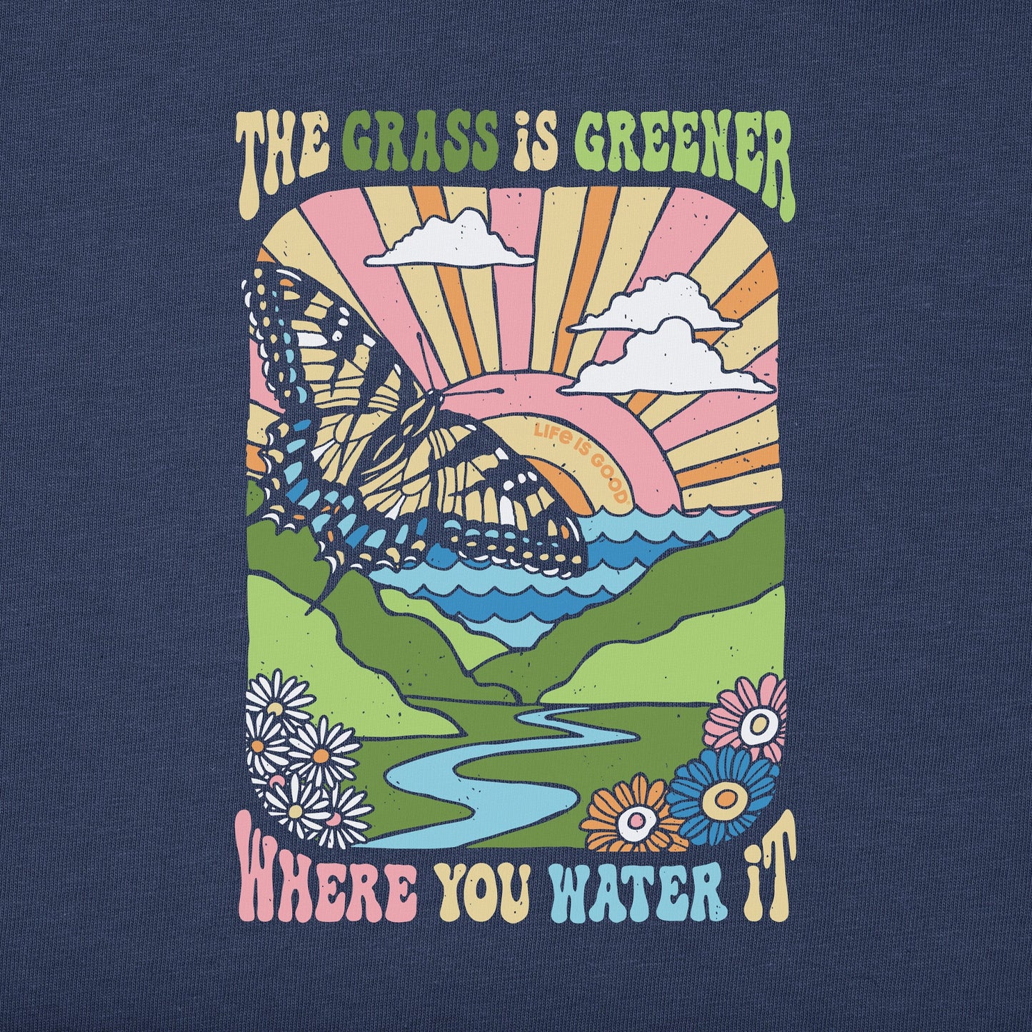 Women's Grass is Greener Butterfly Poster Short Sleeve Tee