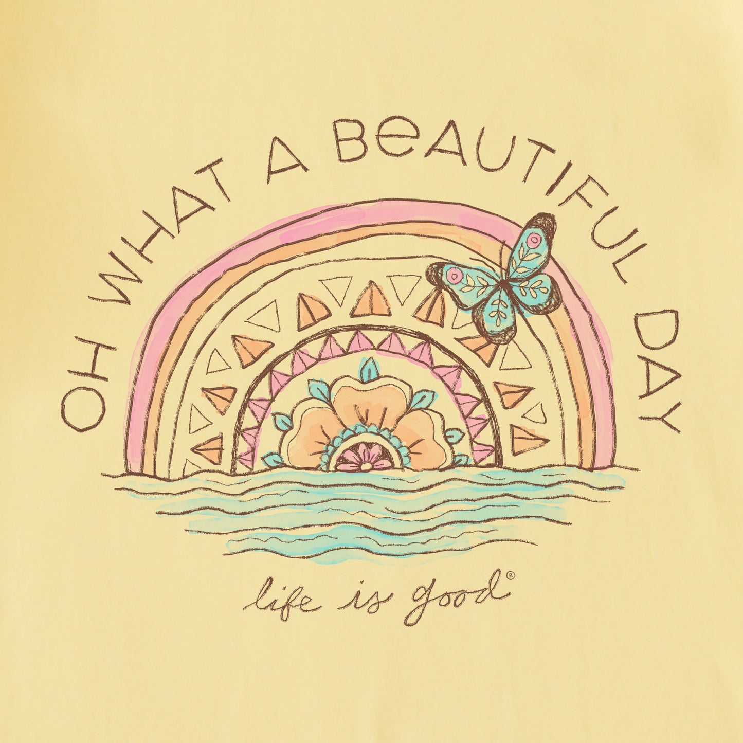 Women's Beautiful Day Butterfly Rainbow Short Sleeve Crusher Tee