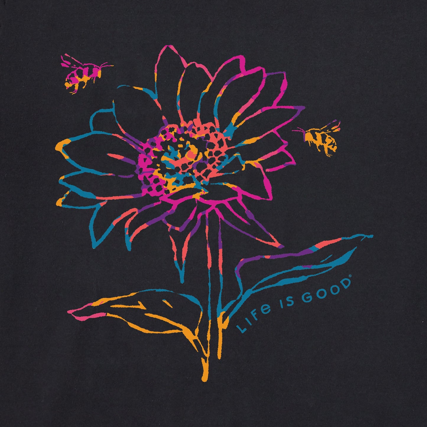 Women's Tie Dye Sunflower Bees Short Sleeve Tee