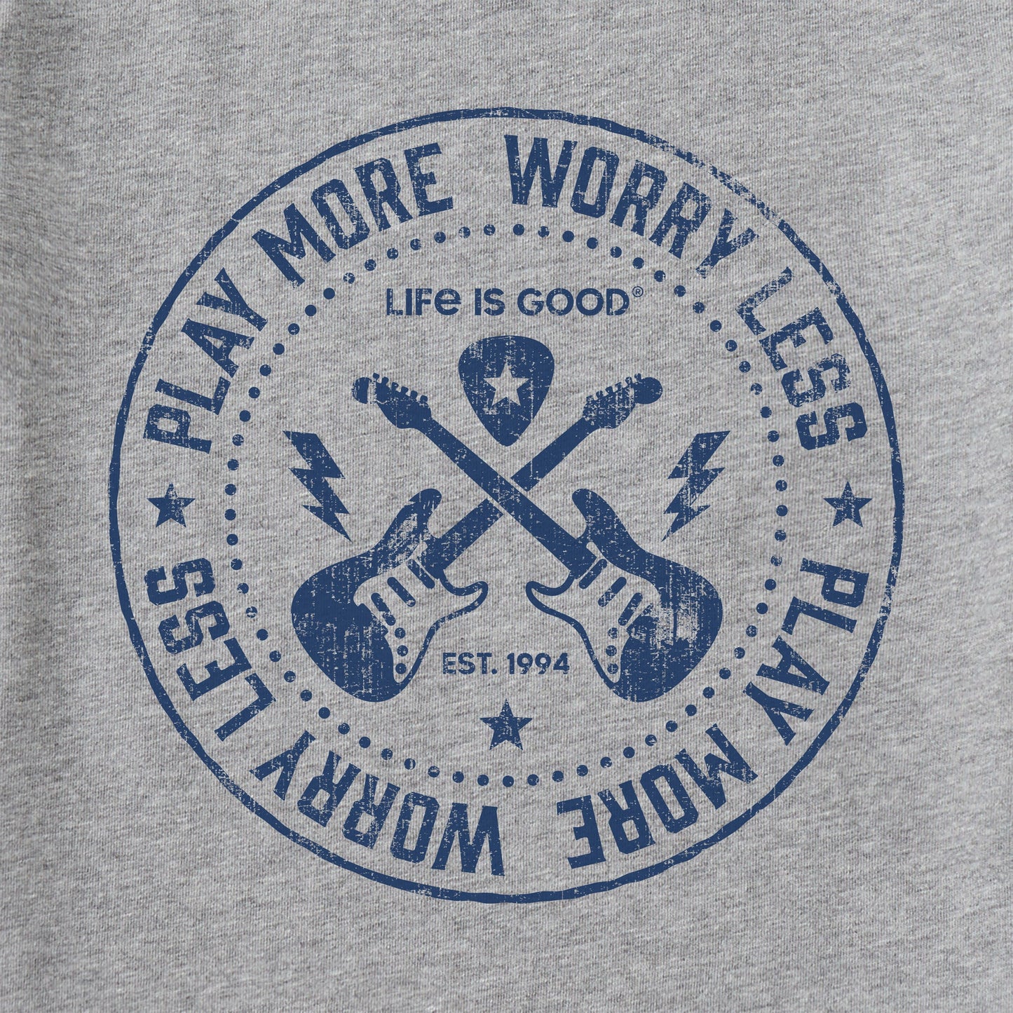 Men's Play More Worry Less Guitars Short Sleeve Tee