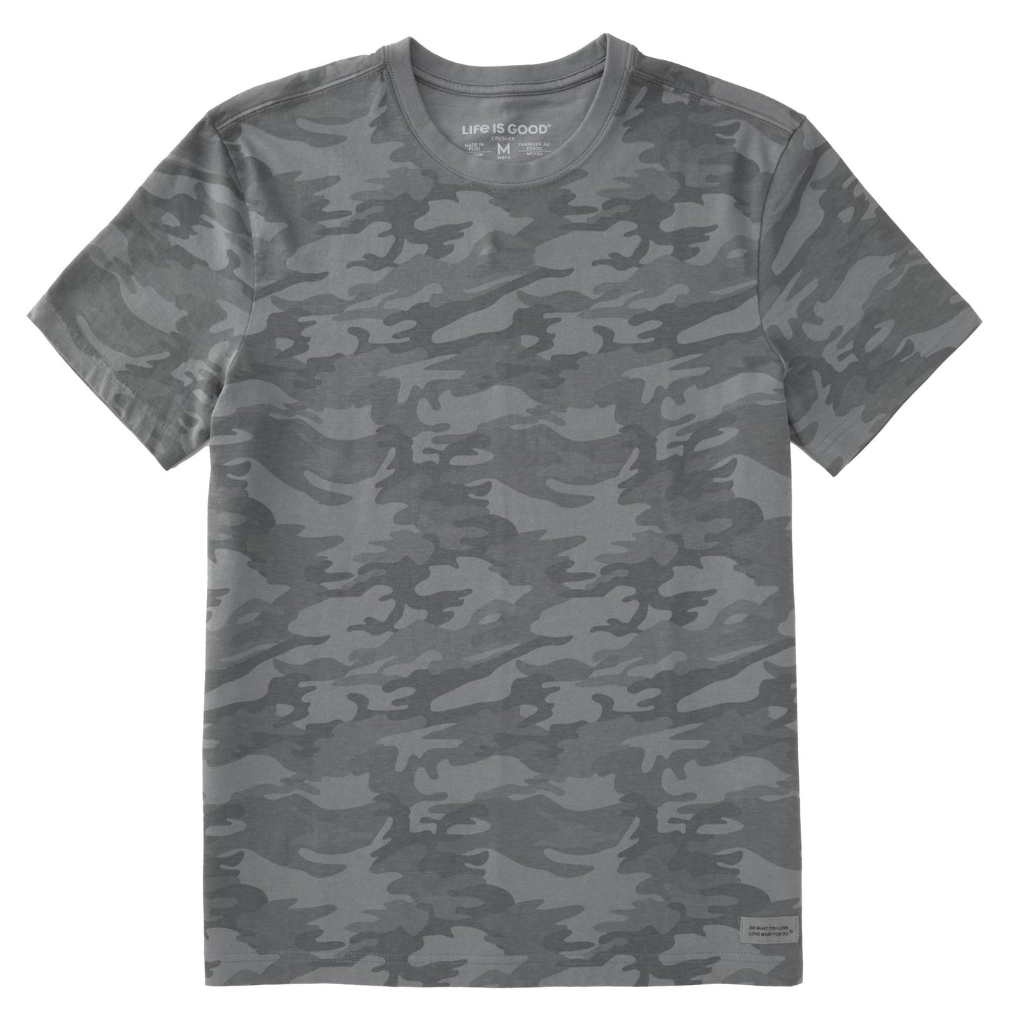 Men's Solid Short Sleeve Allover Printed Crusher Tee
