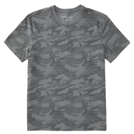 Men's Solid Short Sleeve Allover Printed Crusher Tee