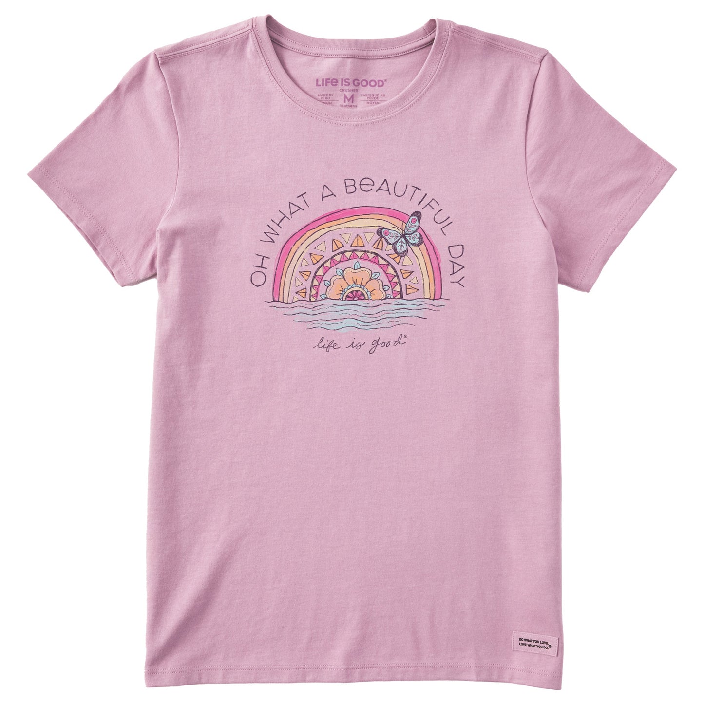 Women's Beautiful Day Butterfly Rainbow Short Sleeve Crusher Tee