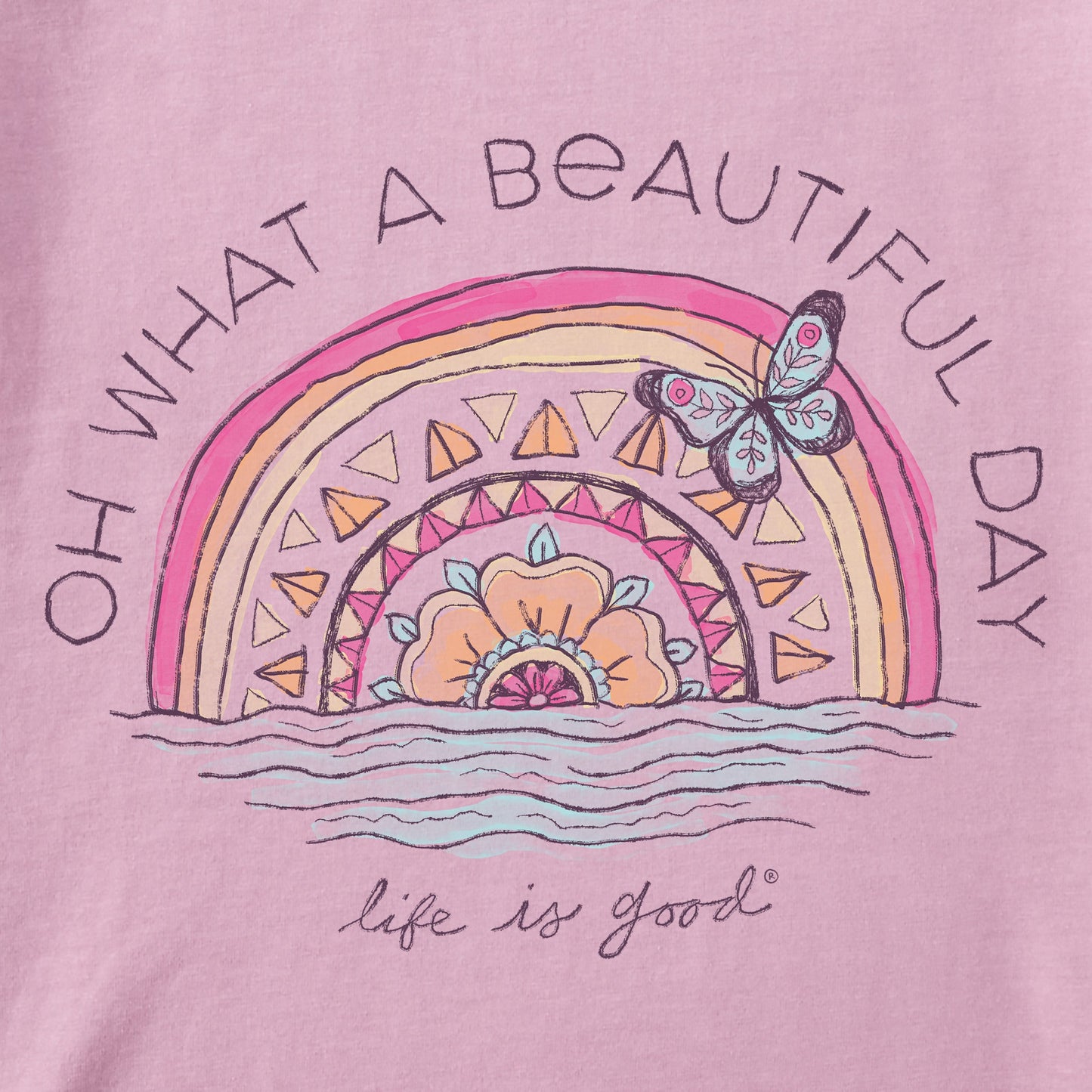 Women's Beautiful Day Butterfly Rainbow Short Sleeve Crusher Tee
