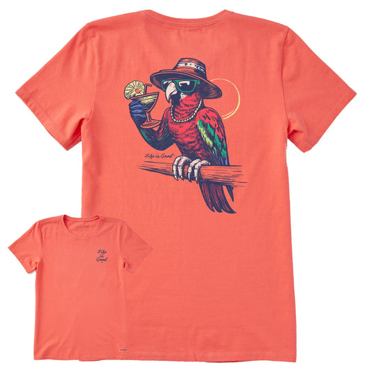Women's Good Vibes Parrot Short Sleeve Crusher Tee