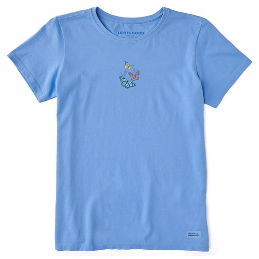 Women's Wildflower and Butterflies Short Sleeve Crusher Tee
